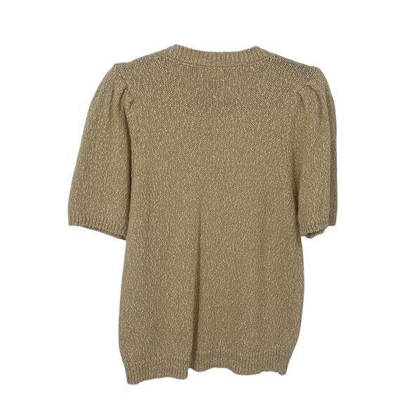 Universal Thread Women’s Tan Short Puff Sleeve Hi Low Knit Sweater Size Medium M - Picture 6 of 8